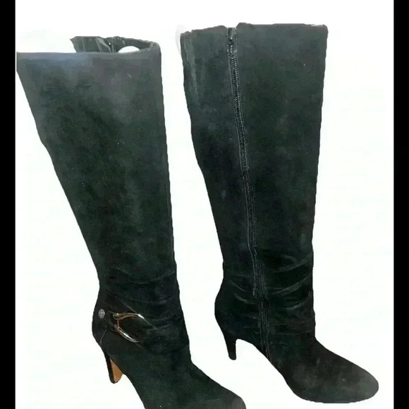 Suede heeled boots 7 1/2 - Picture 1 of 5